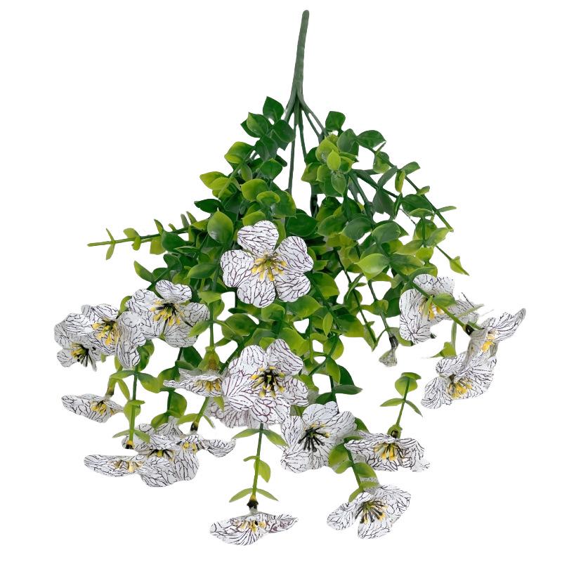 7-Fork Eucalyptus Violet Artificial Silk Flowers for Tabletop & Courtyard Decoration