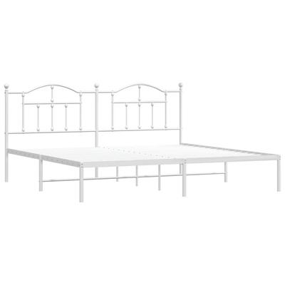 Metal Bed Frame with Headboard White 193 X 203 Cm