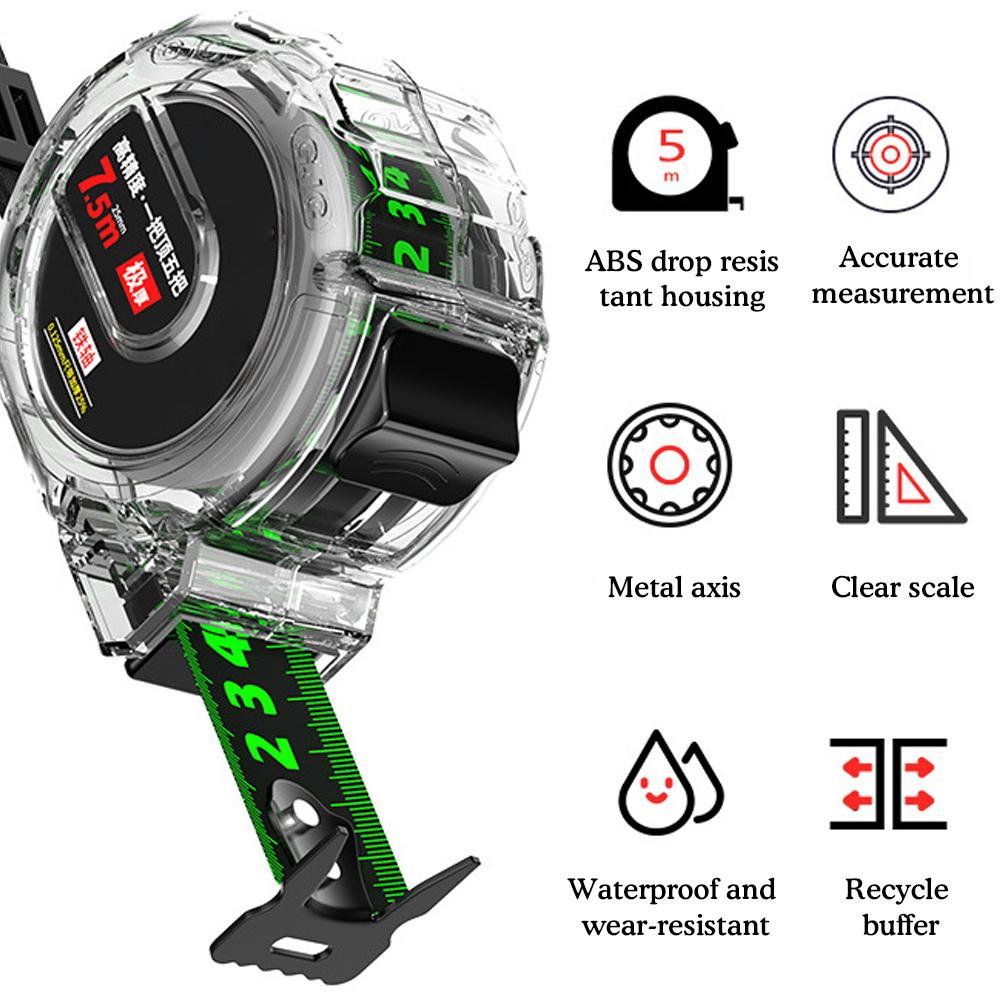 5/7.5/10M bandă de măsurare îngroșată, riglă transparentă pentru prelucrarea lemnului, instrument de măsurare a bandă de măsurare a distanței