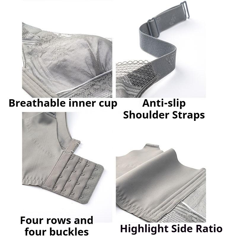 Large Size Thin Bra Without Steel Ring Full Cup Adjustable Shape Push-up and Side Breast Support Underwear