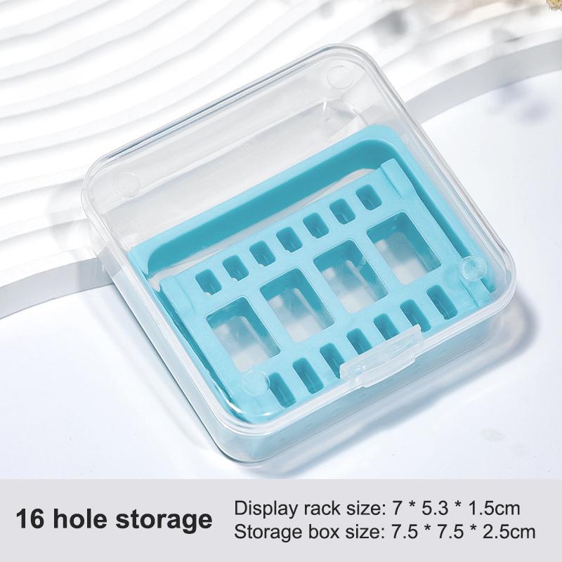 

16 Holes plastic Nail Art Grinding Head Bit Holder Displaying Storage Box Nail Drill Bits Holder Container Stand Display Rack синий