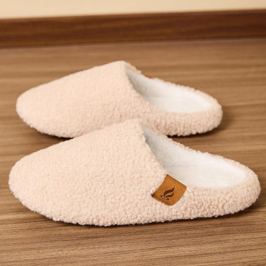 Cozy Non-Slip Fuzzy Indoor Slippers - Soft Sole, Warm Plush Cotton, Perfect for Autumn & Winter