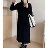 Solid color semi-turtleneck sweater skirt women's autumn and winter lazy inside long over the knee loose new bottoming knitted dress