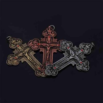 Religious Crucifix Christian Jewelry Cross Pendant Saint Benedict Cross Pattern Pendant Pendant Necklace 120*90mm