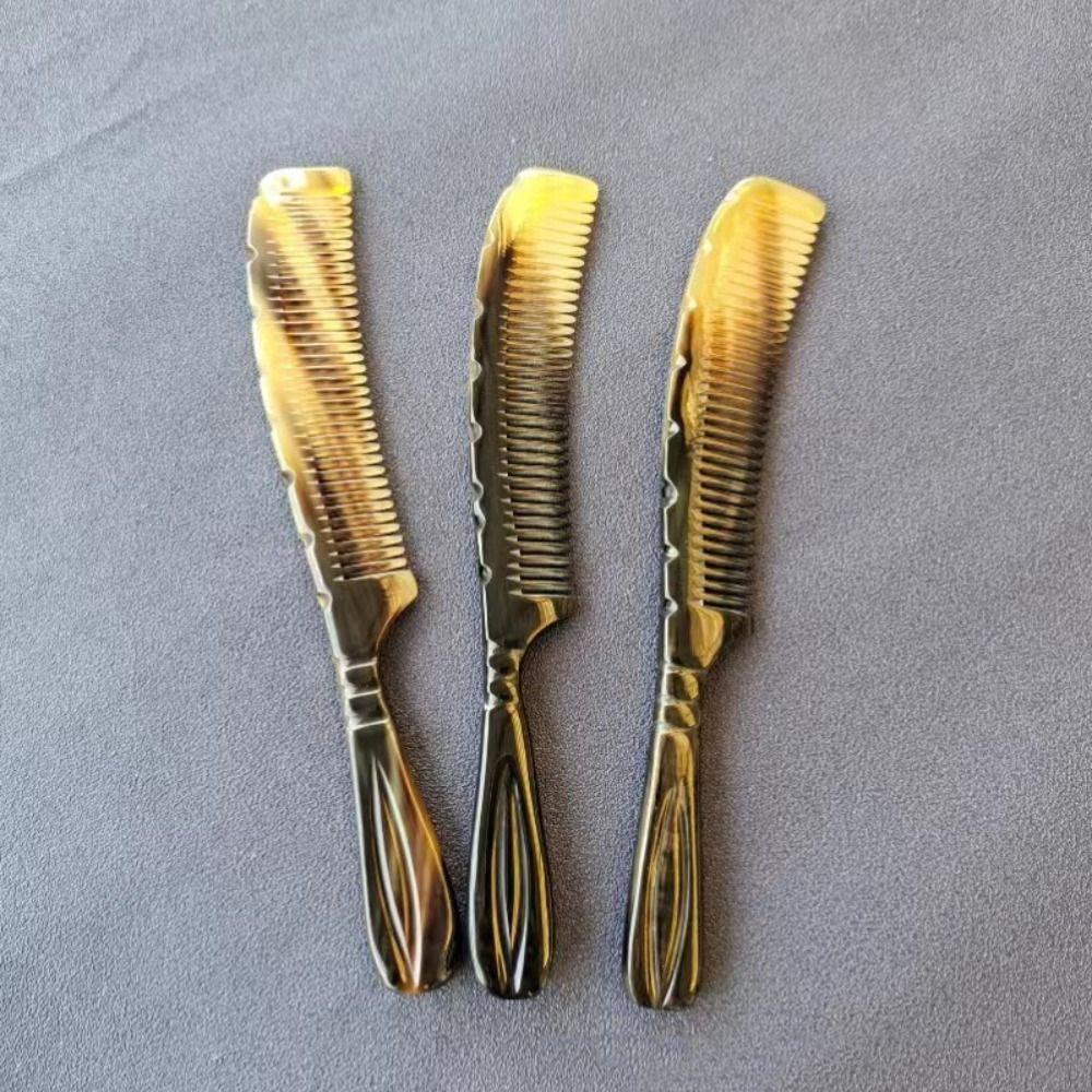 Anti-static Buffalo Horn Massage Comb Smooth Fine Teeth Hair Comb Narrow Edge Horn Comb  Women