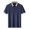 MONTAGUT Men's Jacquard Seagull Collar Silk Blend Polo Shirt