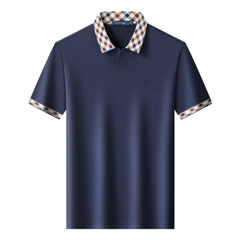 MONTAGUT Men's Jacquard Seagull Collar Silk Blend Polo Shirt