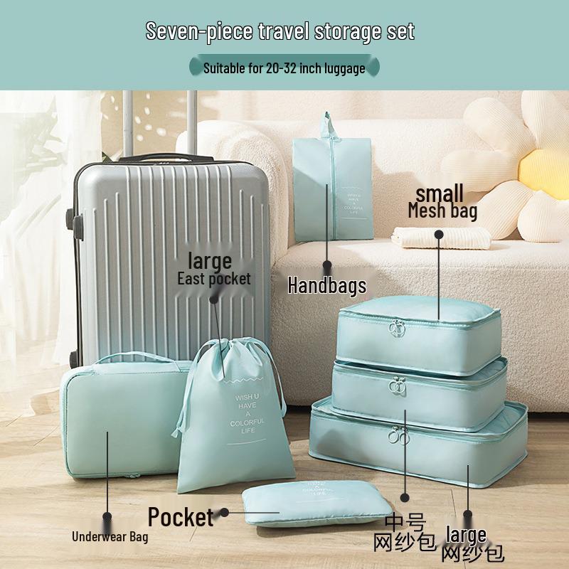 7-Piece Multifunctional Twill Travel Set for Clothes Organization
