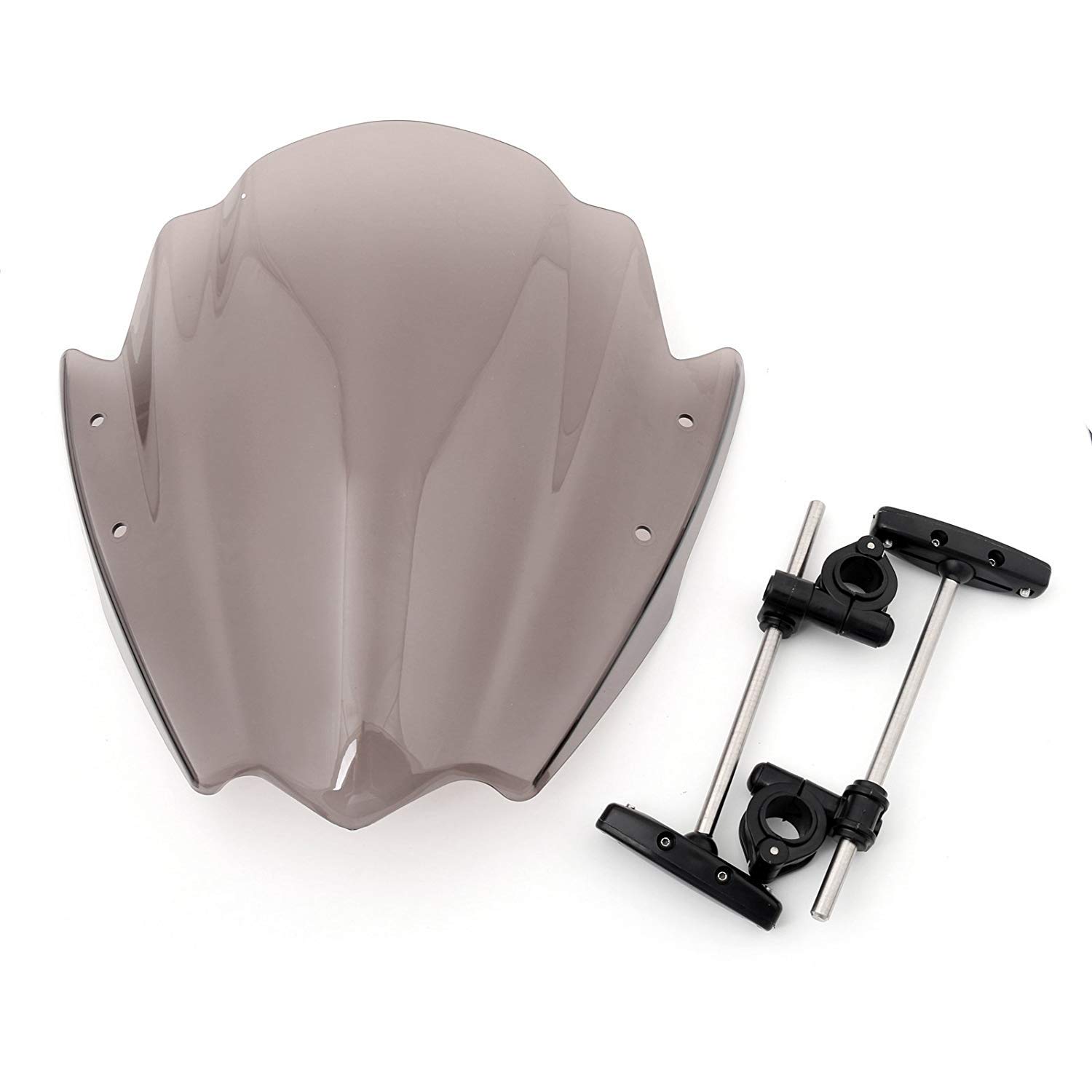 

ONGMEIL Universal Motorcycle Windshield Screen Panel, 22mm & 25mm Diameter, Universal Handlebar Compatible, Black (Smoke)