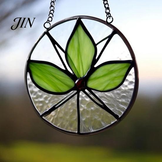 Lightweight Outdoor Decor Acrylic Leaf Hanging Pendant, Waterproof Sunproof Window Hanging, Decorative Four-leaf Clover Pendant Ornament with Colorful