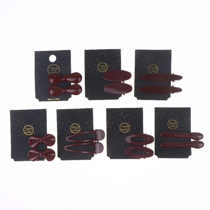 1Pairs New Year Festival Atmosphere Head Clip Wine Red Bow Bang Clip Duckbill Clip Sweet Retro High Quality Hair Accessories