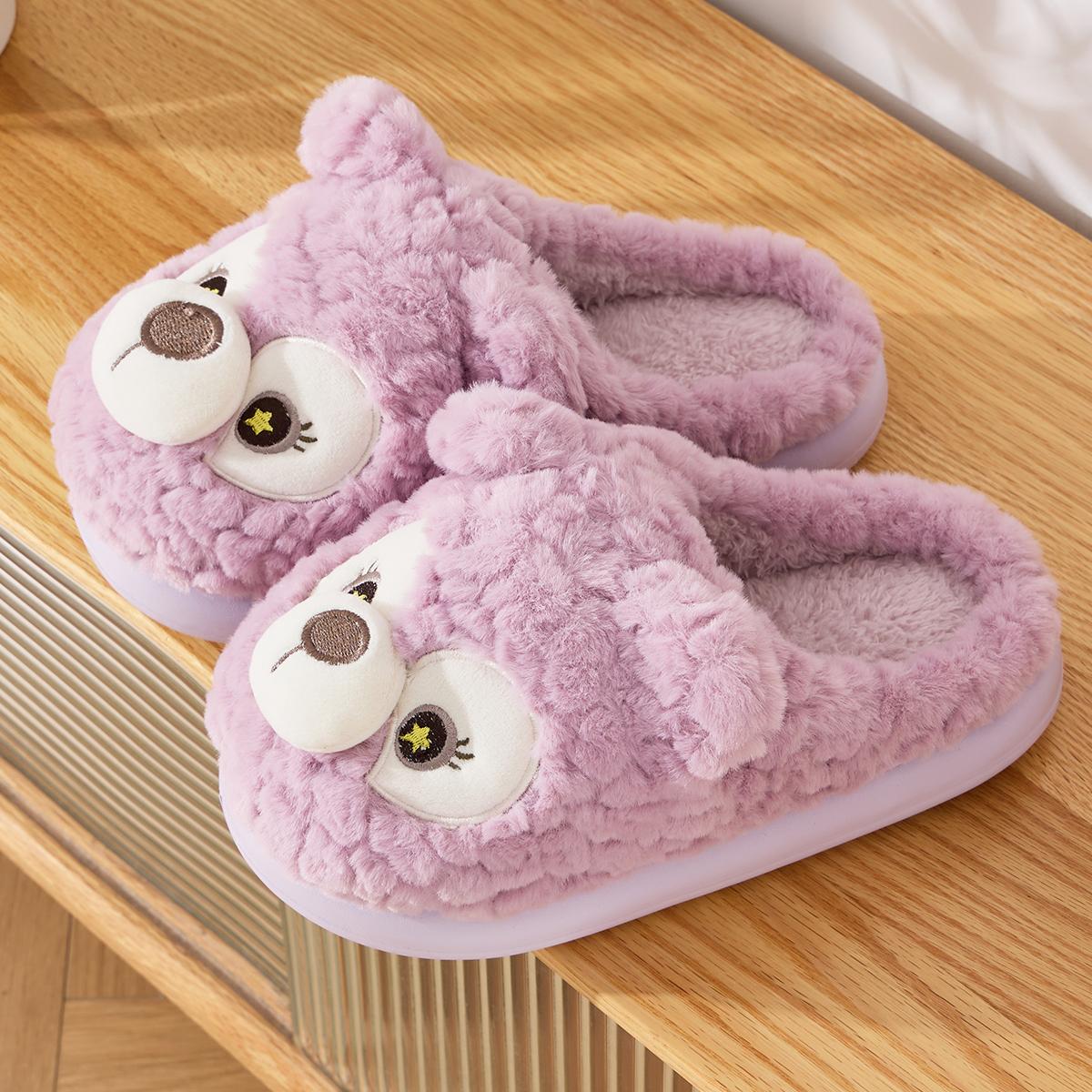 

Cute Women Winter Home Slippers Plush Warm Thick Bottom Slides Cartoon Comfortable Indoor Slippers 36-37 фіолетовий