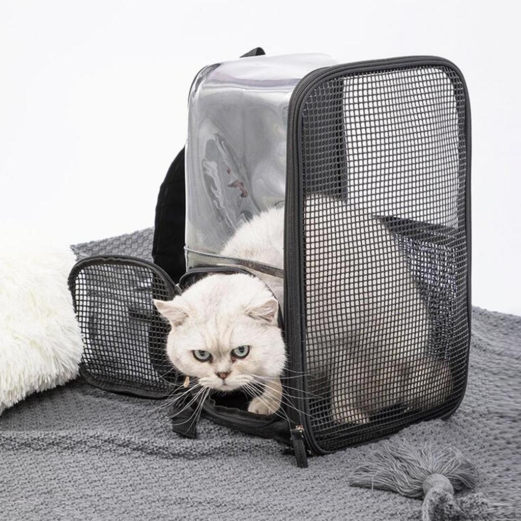 Cat Backpack Pet Carrying Bag Transparent Window Ventilated Breathable Folded Rucksack Cats