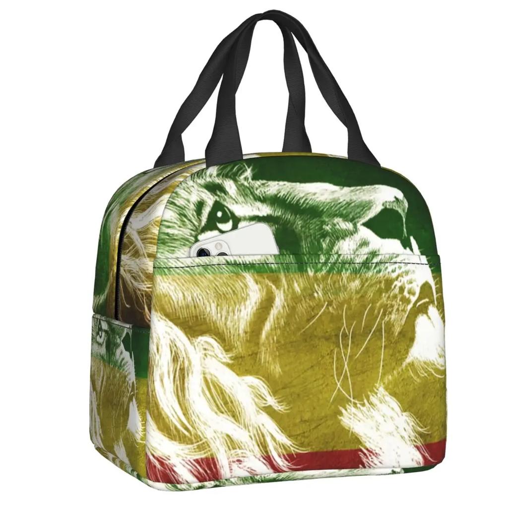 Reggae Music Lion Jamaican Flag Rasta Rastafari Thermal Insulated Lunch Bag Women Resuable Lunch Tote Travel Storage Food Box