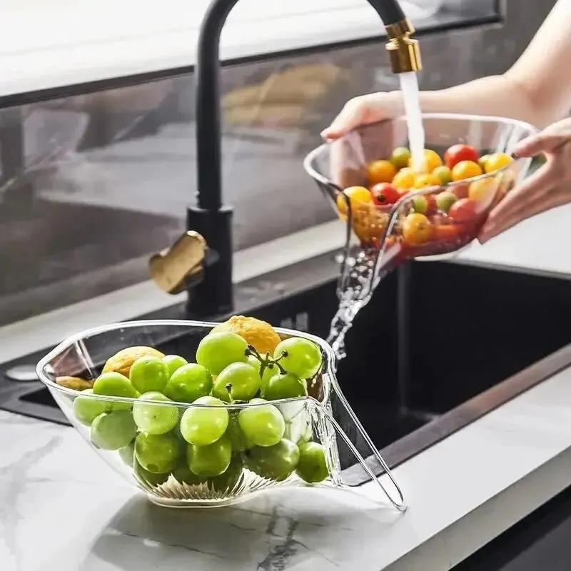 Multi-functional Drain Basket Sink Kitchen Sink Strainer Basket PP/PET Sink Washing Basket Home Organizer Drain Fruit Strainer