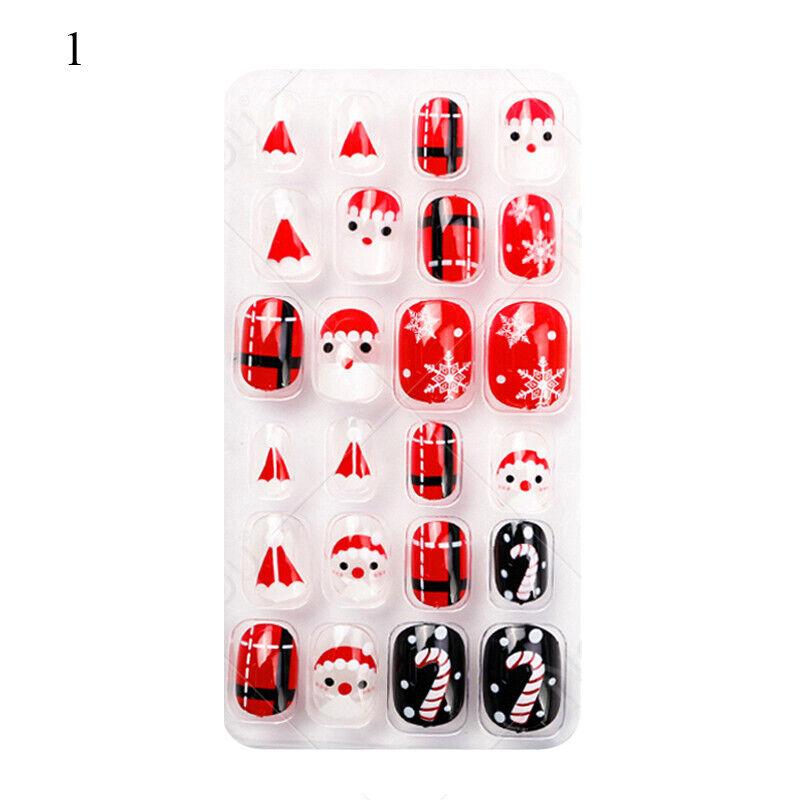 

24 шт., детские рождественские накладные ногти, накладные накладные ногти с полным покрытием *