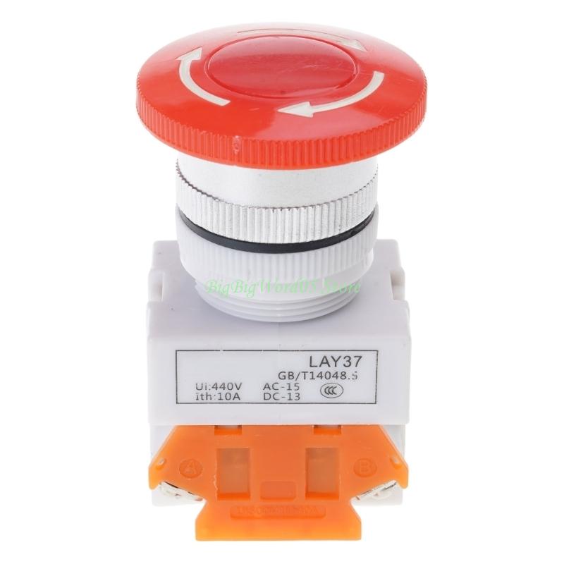 24TE 22mm 1NO 1NC DPST Emergency Stop Push Button Switch Red Mushroom Equipment E Stop Shut Off Switch AC 660V 10A