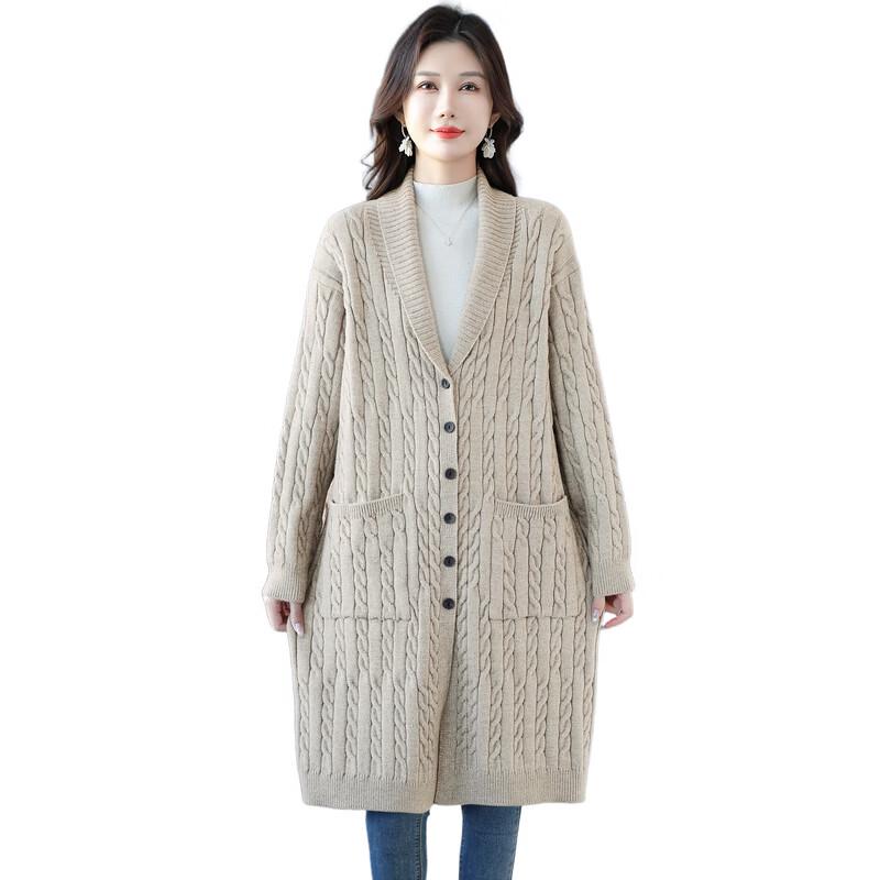 Langsha Women's Autumn Solid Color V-Neck Knitted Cardigan