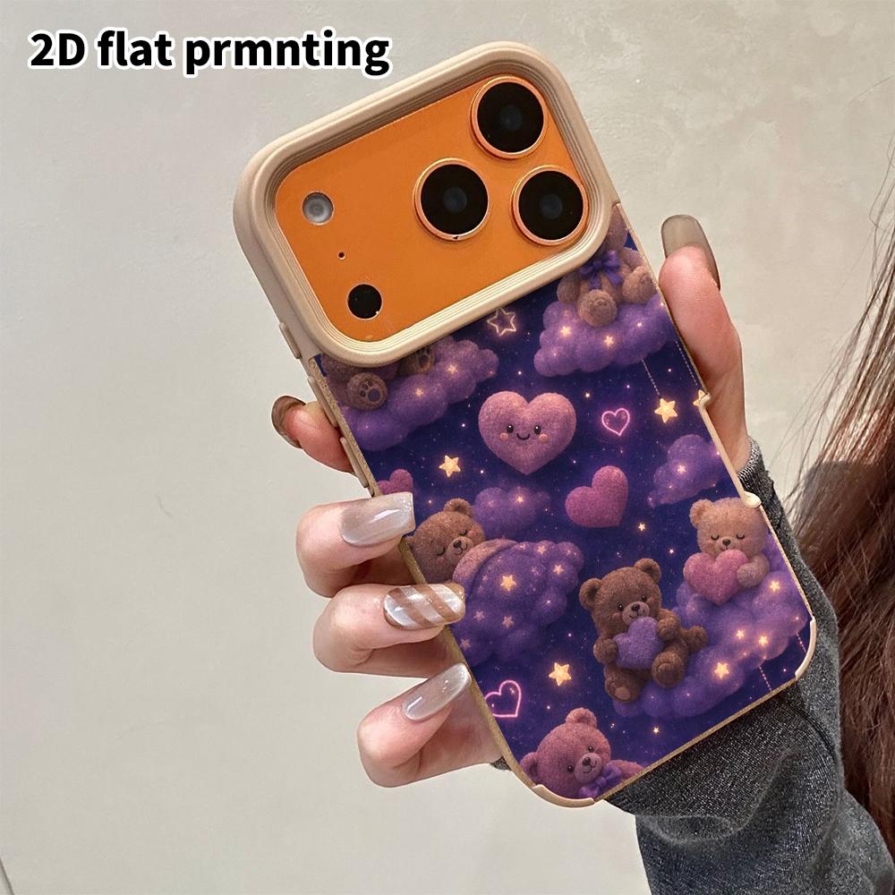 Phone Case: 2D flat lambskin suitable for iPhone 18 17 16 15 14 13 Pro protective case, full print of cute bears, Christmas and Halloween gift
