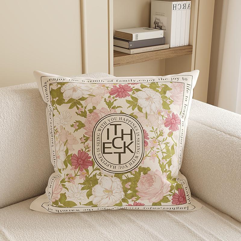 Copricuscini decorativi stile francese 45x45cm con imbottitura, Cuscini decorativi in misto lino per divano, letto, soggiorno