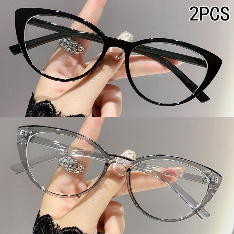 2PCS High-end Reading Eyeglasses Stylish Anti-blue Eyeglasses Internet Celebrity Cat-eye Elderly Reading Eyeglasses 6115 3