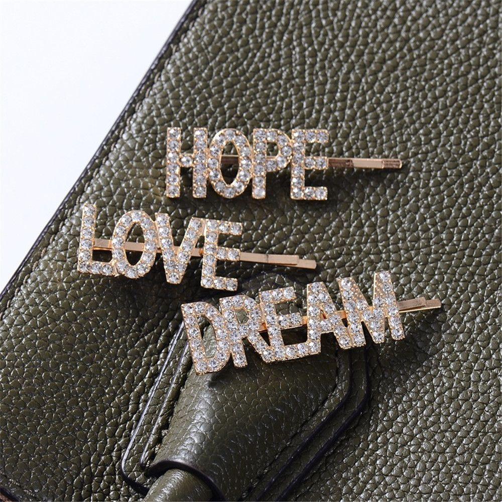 

Hair Accessories LOVE HOPE DREAM Hair Clips Crystal Hairpins Letter Barrettes Rhinestone Headwear