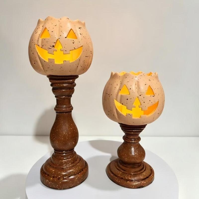1/3Pcs Vintage Pumpkin Metal Candle Holder Lantern Tabletop Centerpiece For Halloween Fall Home Decor