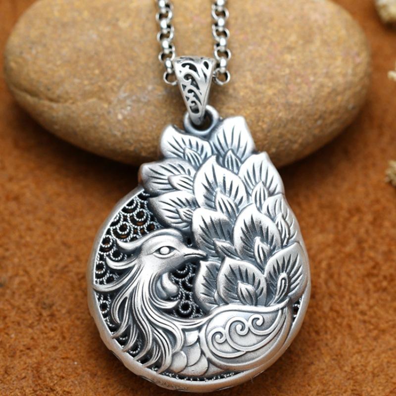 Peacock Retro Double Sided Pendant Pendant Female Long Necklace Pendant