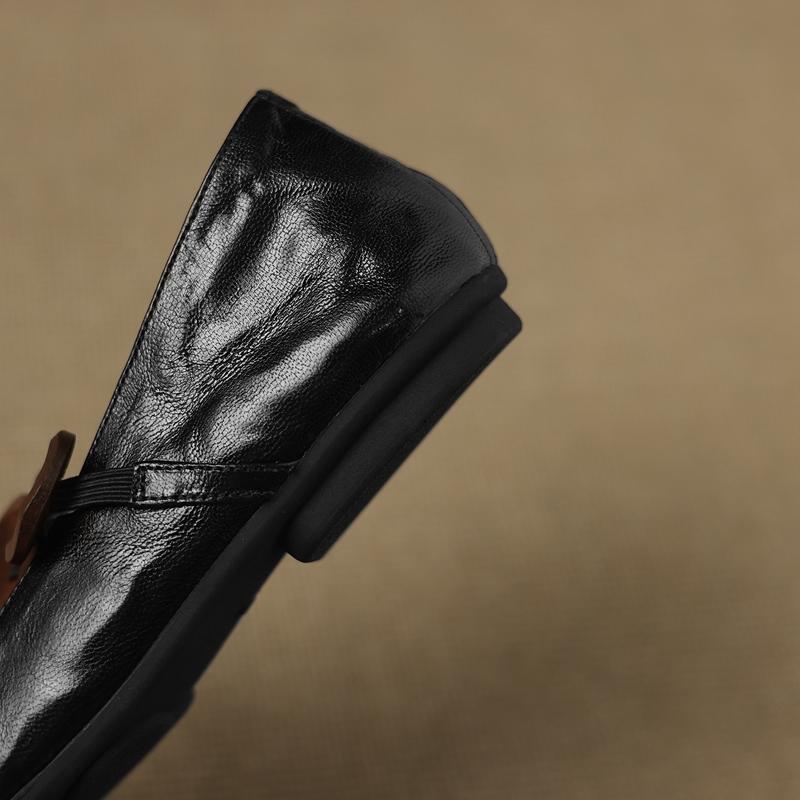 Mode Damen neue Leder Schafsleder runde Zehenpartie lockere Schnalle mit bequemem niedrigem Absatz Mary Jane Schuhe Mode Einzelne Schuhe