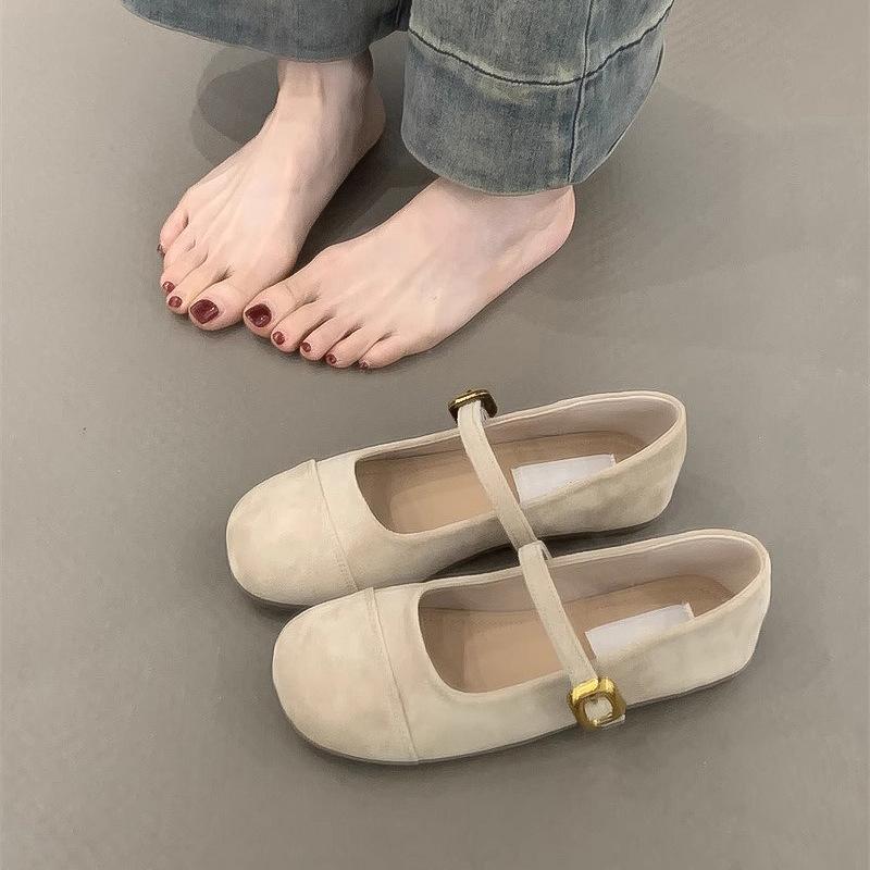French soft-soled round-headed ballet single shoes women's 2025 spring and autumn new flat-soled Mary Jane shoes versatile evening Doudou shoes