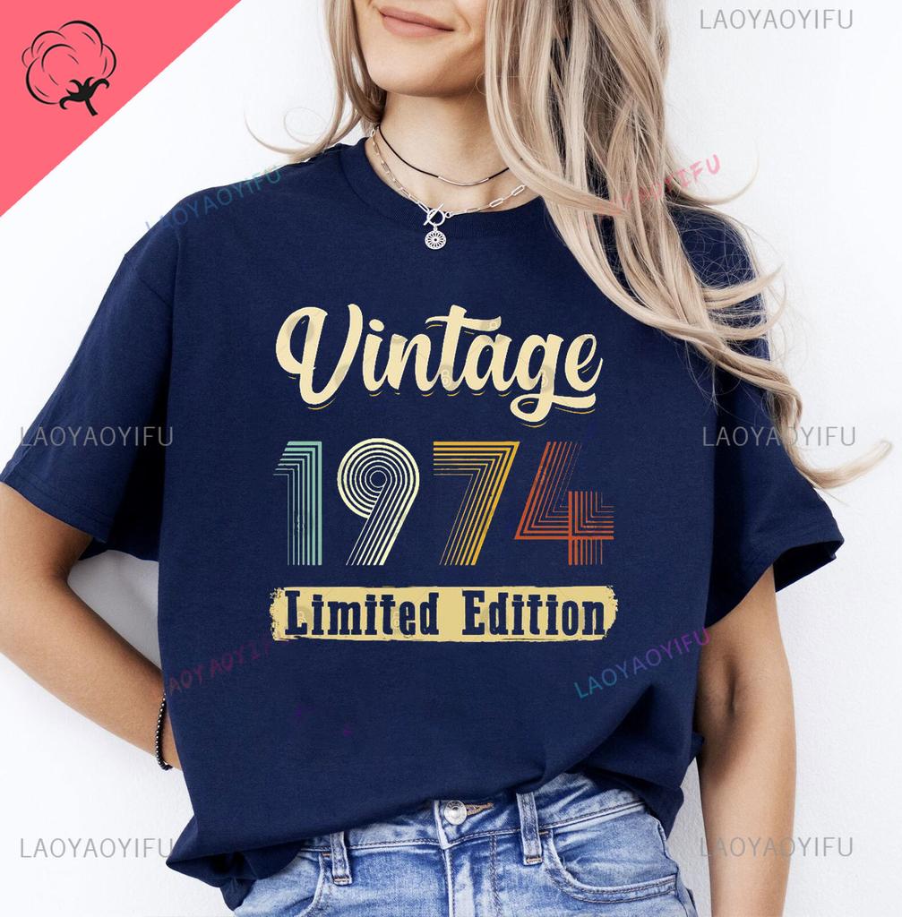 Mens Luxury Tshirt Vintage Year 1974 - Limited Edition 49rd Birthday Mens Funny T-Shirt 50 Year Old T Shirt Summer Tops Tees