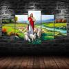 Jesus Christ Sheep Flock River 5 Piece Five Panel Wall Canvas Print Modern Art Poster Picture Home Decor Gift For Him For Her
