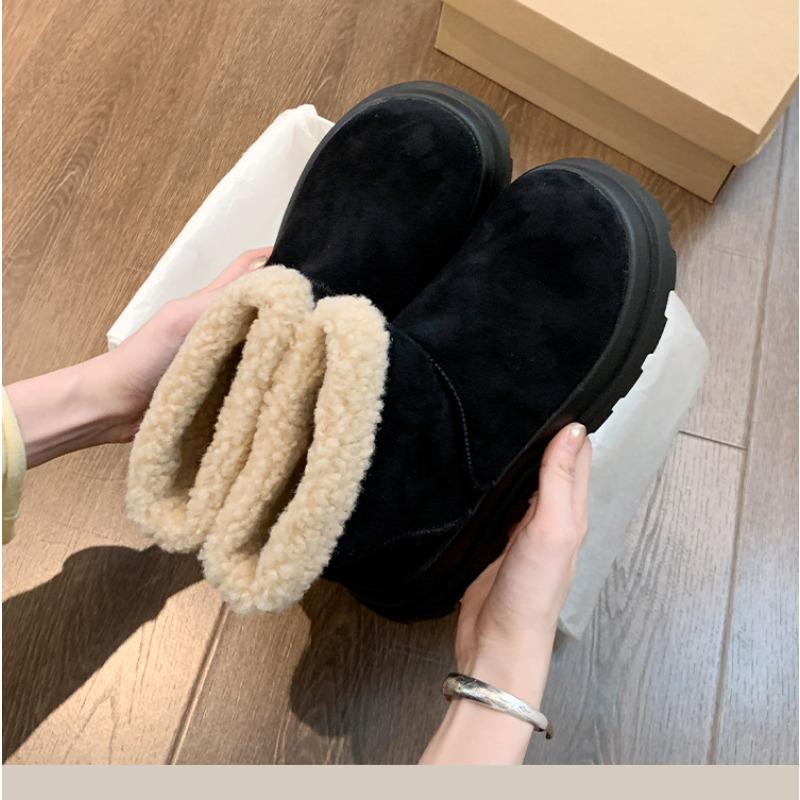 Thick-soled heightening snow boots for women's new winter piled and thickened thermal cotton shoes for women with short boots