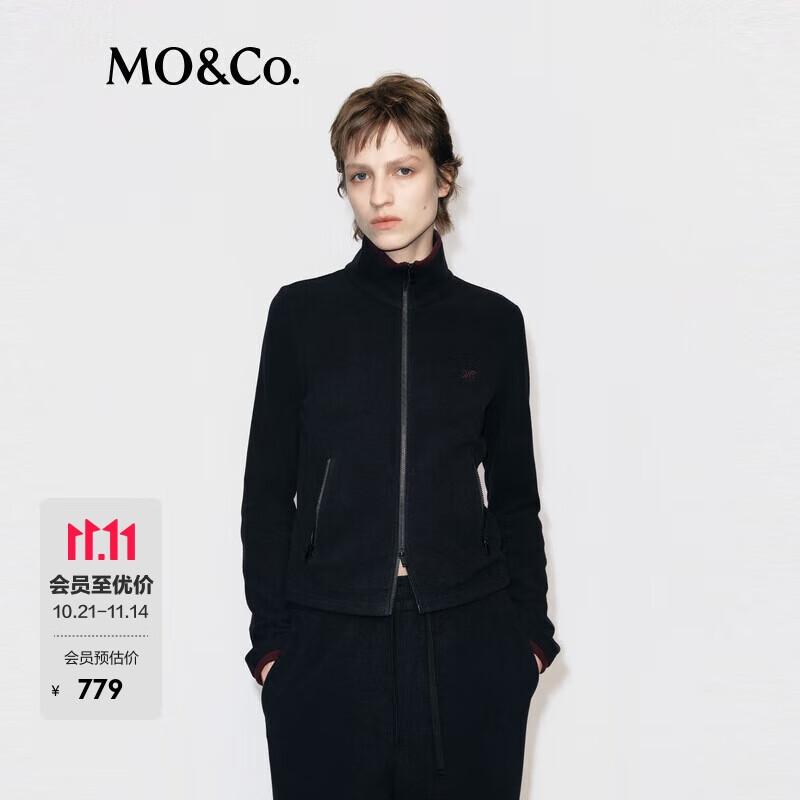 MO&Co. MBE4JKTT05B87 Women's Indigo Blue Stand Collar Jacket