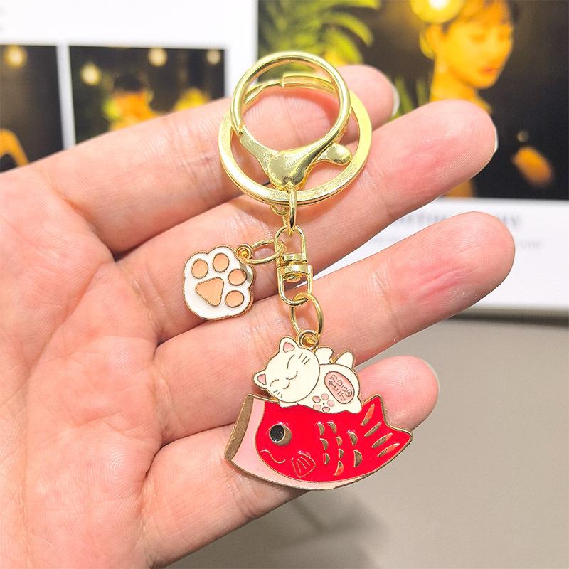 

Creative Alloy Drip Oil Fortune Cat Koi Good Luck Hamster Keychain Cute Personalized Personalized Small Gift Backpack Buckle