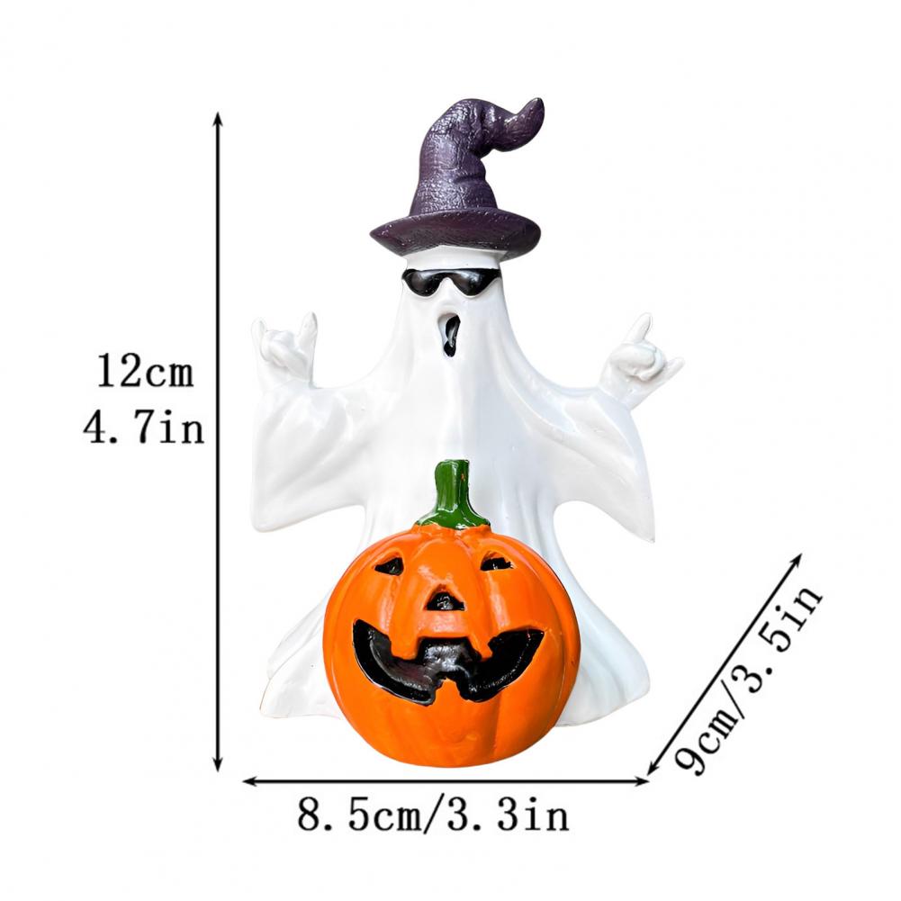 Halloween Ghost Statue Sunglasses Ghost Ornament Spooky Halloween Ghost Pumpkin Statue with Hat Sunglasses Resin for Halloween