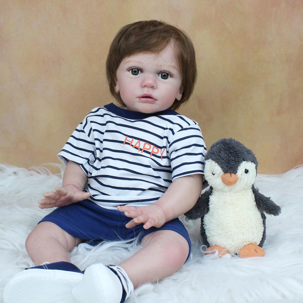 BZDOLL 60 CM 3D-Paint Skin Soft Silikon Reborn panenka pro chlapečka pro dívku jako skutečná 24palcová hračka pro batolata Oblékat Alive Bebe Lifelike