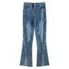 Small Man Mopping Floor Jeans Women's Clothing Spring and Autumn Niche Design Sense Split Micro-horn Trousers High Street Tide