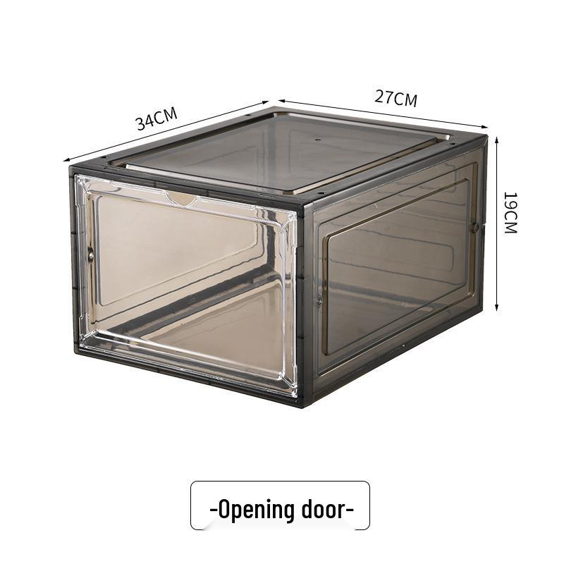 Transparent Foldable Plastic Shoe Box with Magnetic Closure, Stackable Drawer Design for Basketball Shoes. Standard