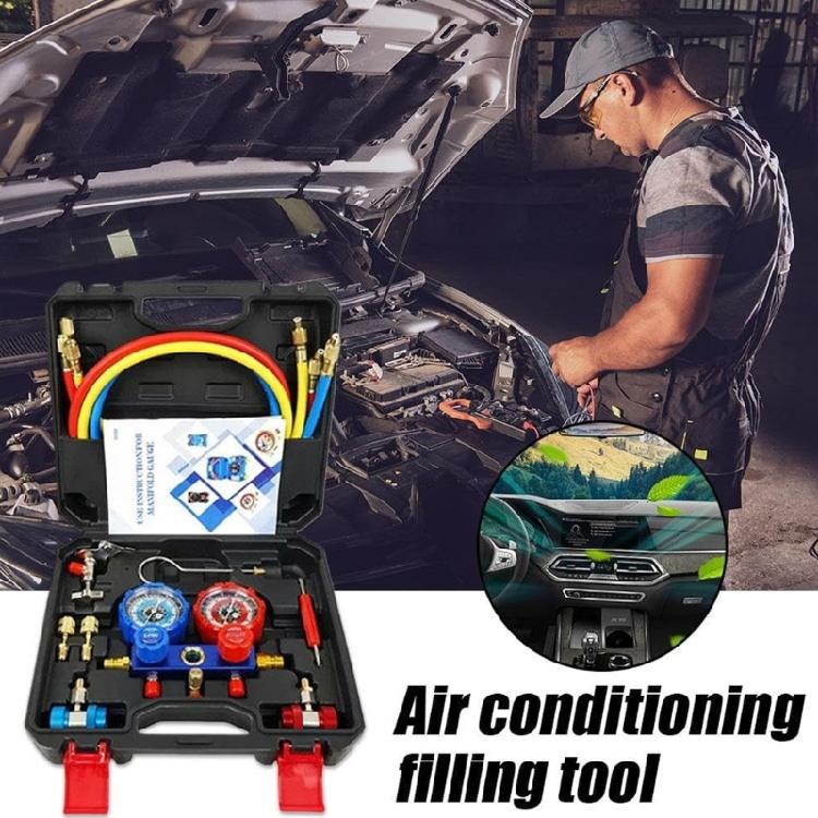 Complete Car Maintenance Tool Easy to Use for R22 R134 R404 R410 Refrigerants & Double Ranges Pressure Monitoring