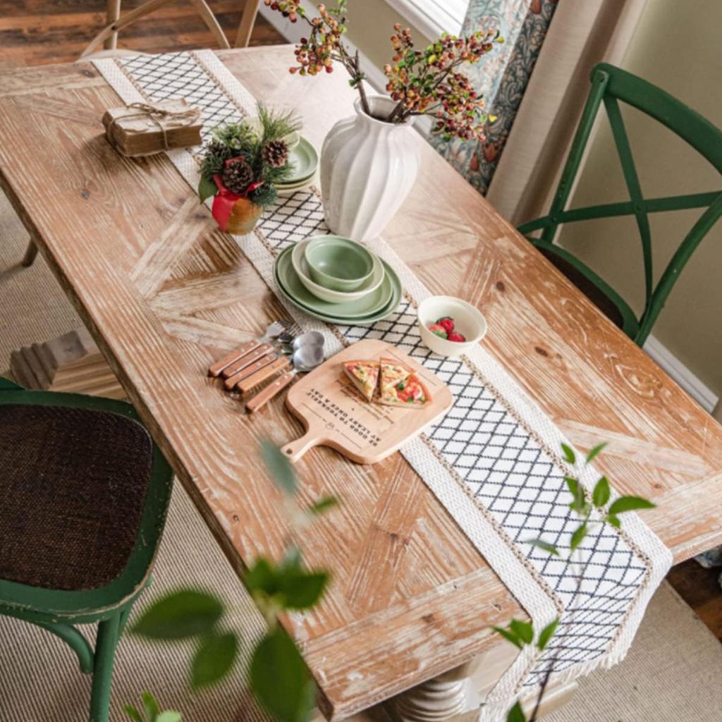 Boho Table Runner Cotton Linen Table Decorations Farmhouse Table Runners Wedding Bridal Shower Rustic Home Dining Table Runner