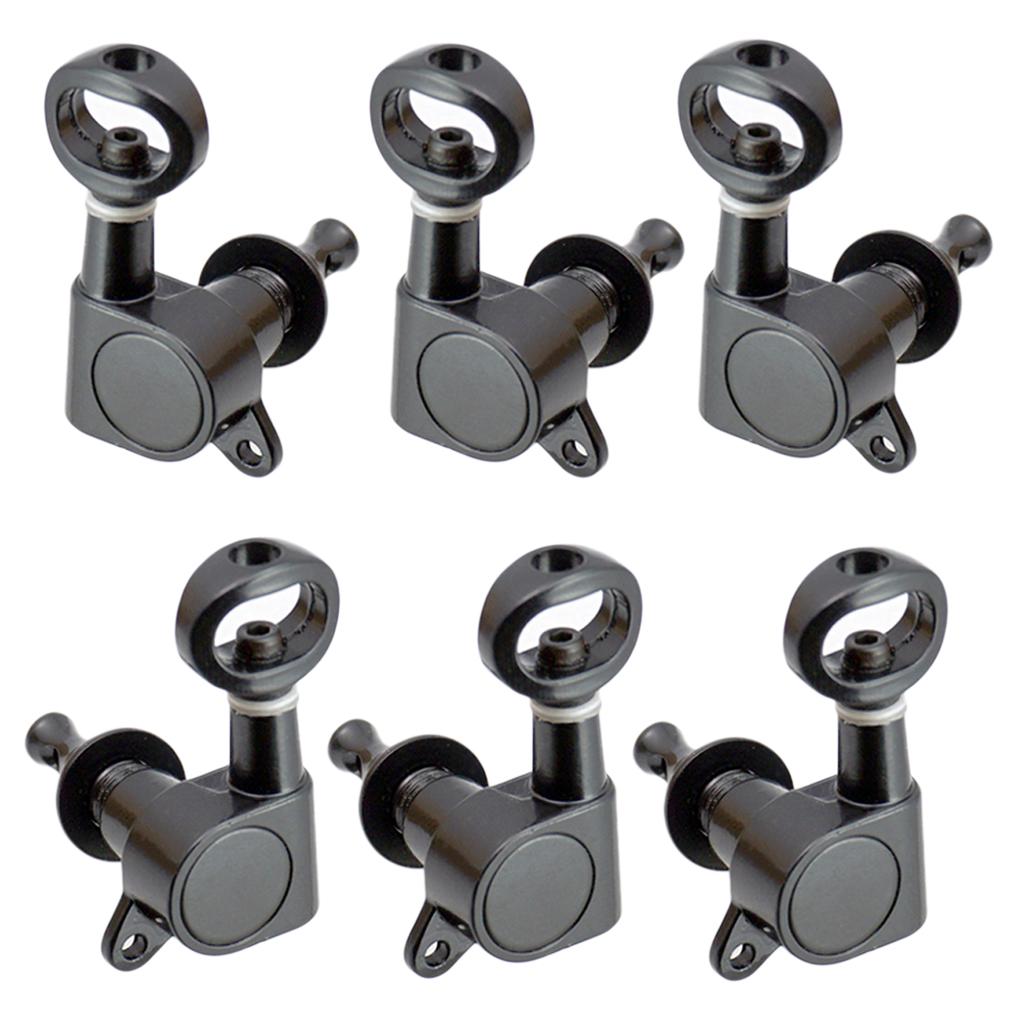 

6x Fully Closed Machine Heads Hollow Handle 3L3R for Acoustic Guitar чорний