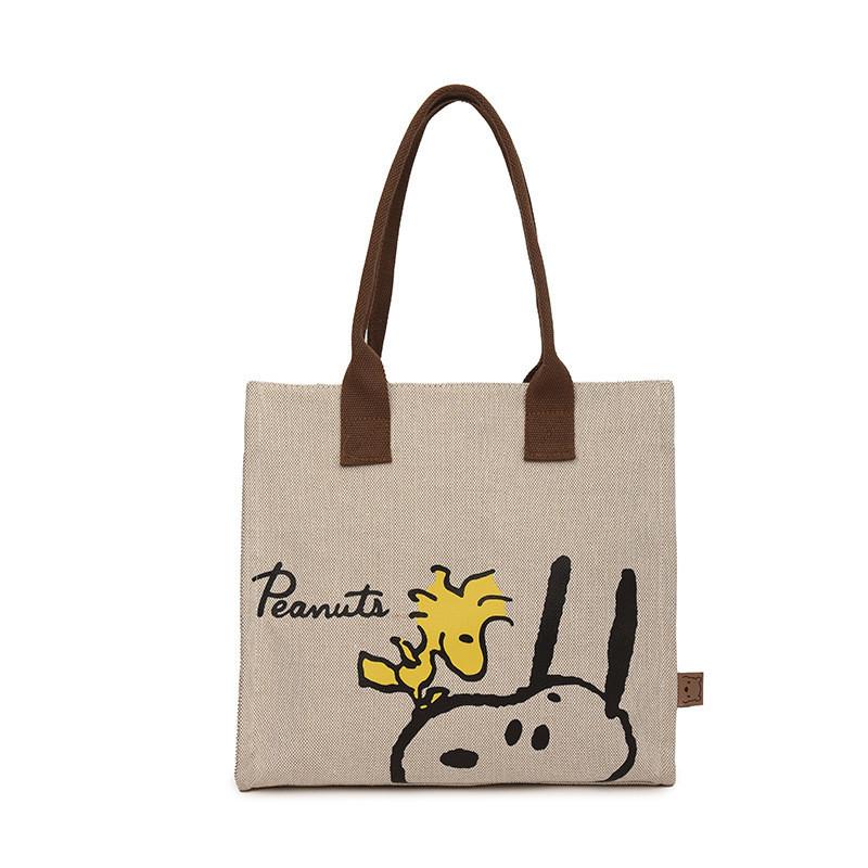 Large Capacity Panda Canvas Shoulder Bag Women Letter Cartoon Cute Tote Bag Street Fashion Shopping Bag
