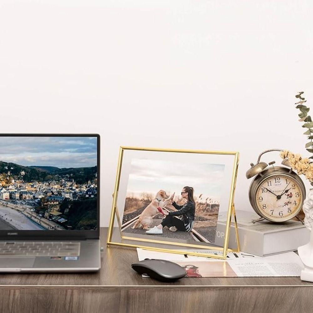 Transparent Surface Metal Photo Frame Minimalist Style Floating Picture Frame  Display