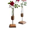 Creative Wooden Vase with Glass for Hydroponic Plants and Flowers