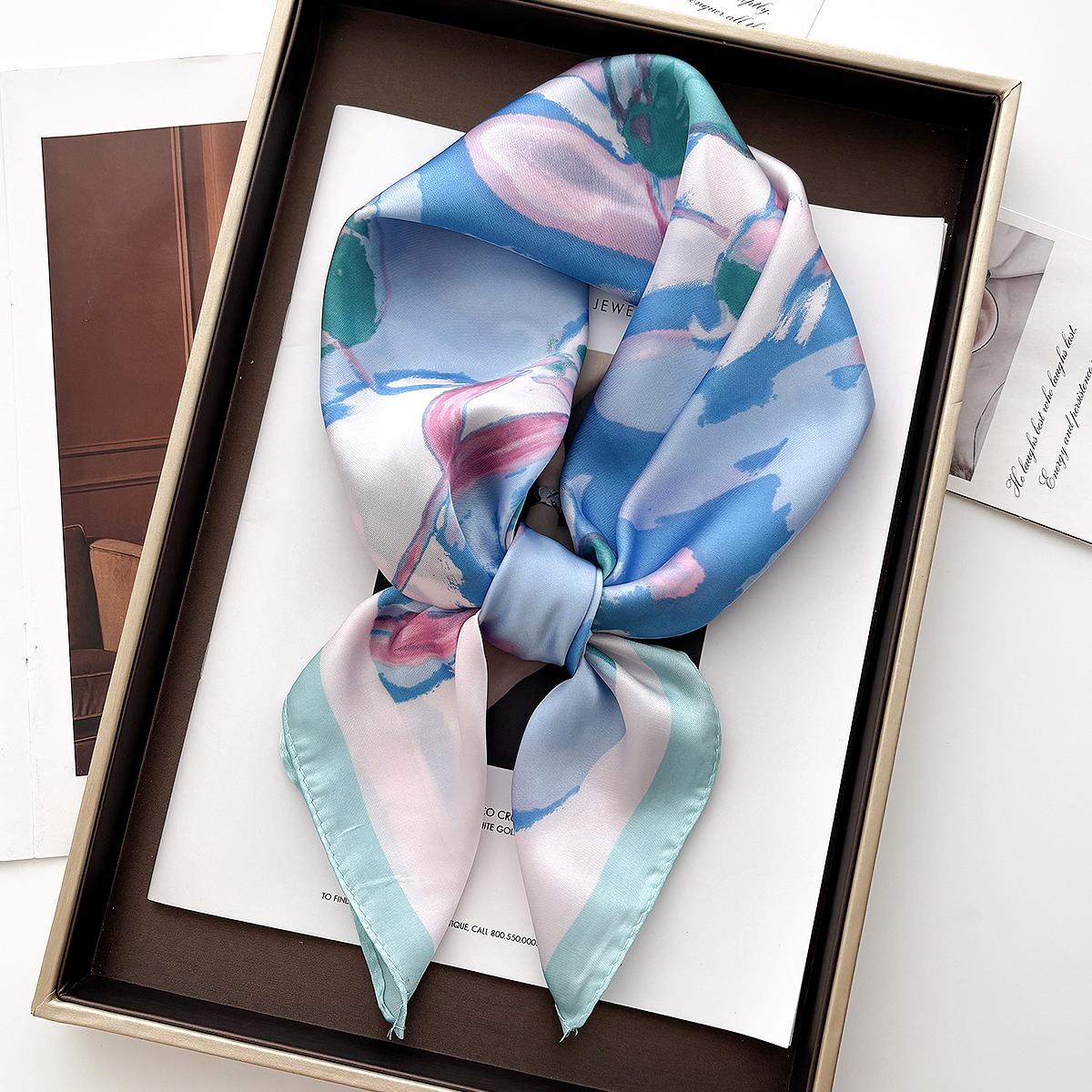 

Квадратные платки 70 см Ретро Принт Головной платок Женский Фуляр Банановый головной платок Женский Хиджаб Мягкий атласный шейный платок 70x70cm