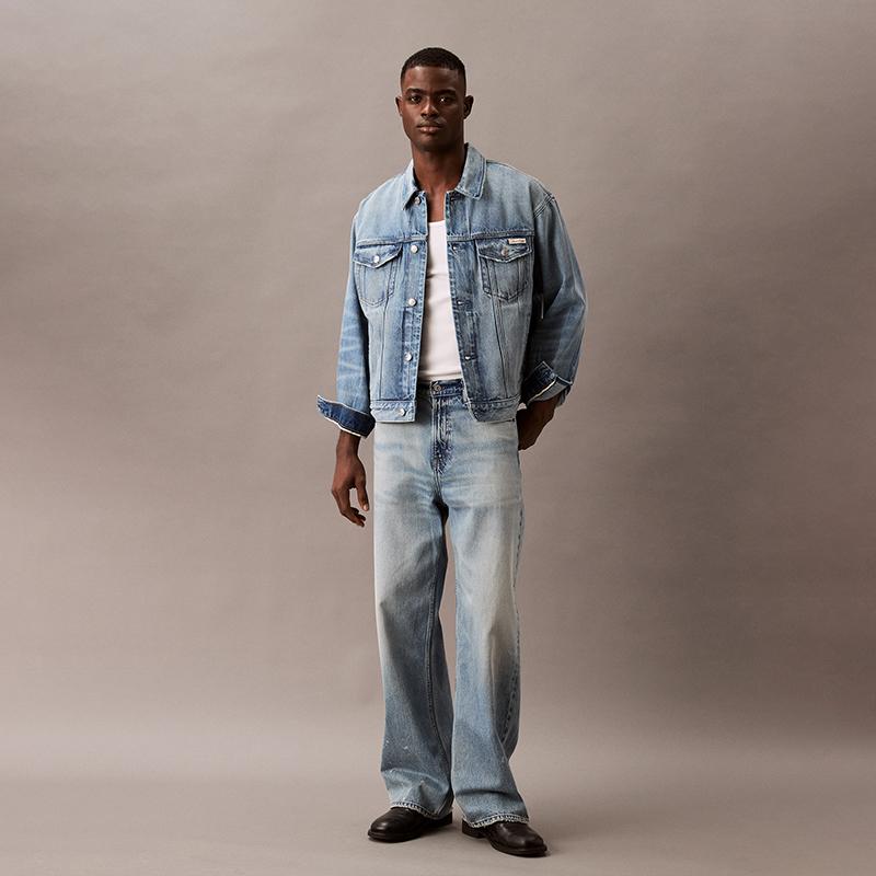 Calvin Klein American Vintage Classic Cotton Denim Jacket Men Jackets Light-Blue 4RB797G