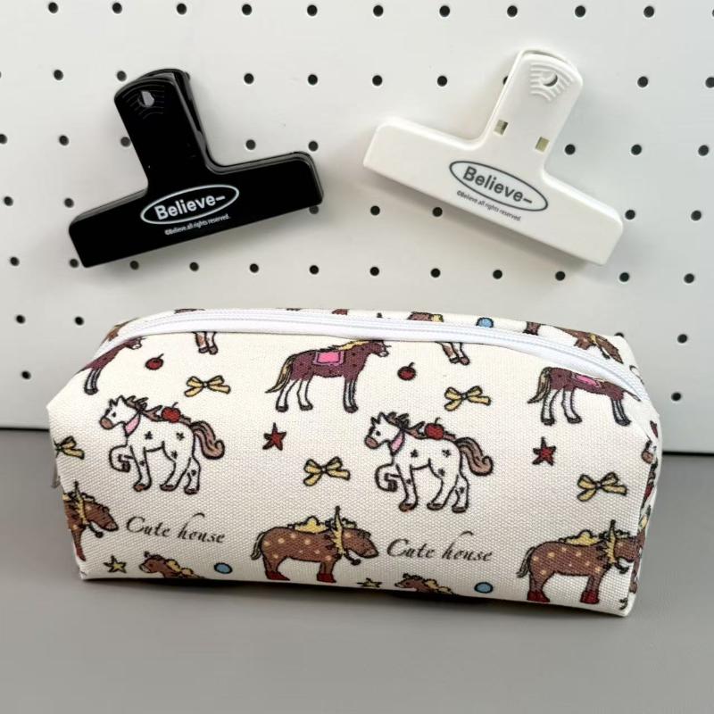 1Pcs Creative Cute Pony Pencil Case Large Capacity Storage Pencil Bags Multi-Functional Stationery Organizer Bag Onesize