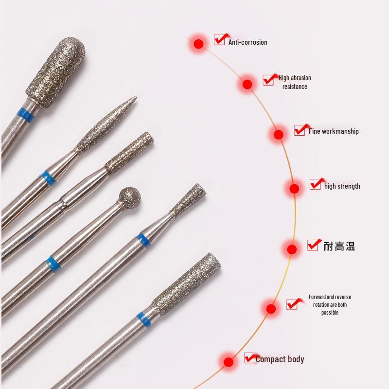 High-Quality Cuticle Remover: 6-Piece Russian Style Manicure Diamond Grinding Head Set