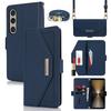 For Sony Xperia 1 VI Stand Case Cross Texture PU Leather Wallet Phone Cover with Shoulder Strap/Makeup Mirror